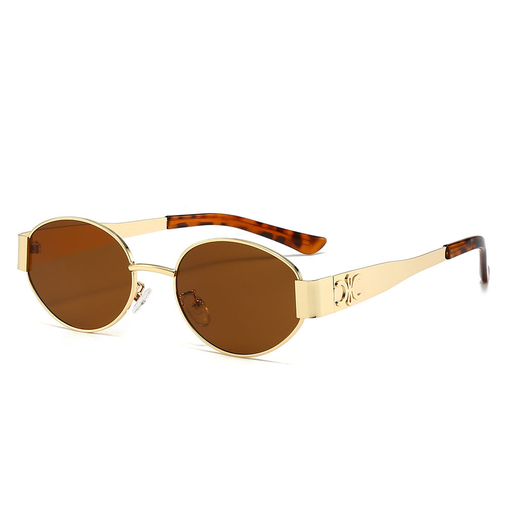 Damen Designer-Sonnenbrille mit elegantem ovalem Rahmen und einzigartigen Akzenten Brehn