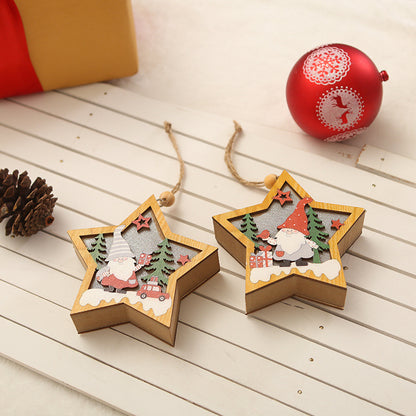 Dekorativer Holzstern mit Weihnachtsmotiv Brehn