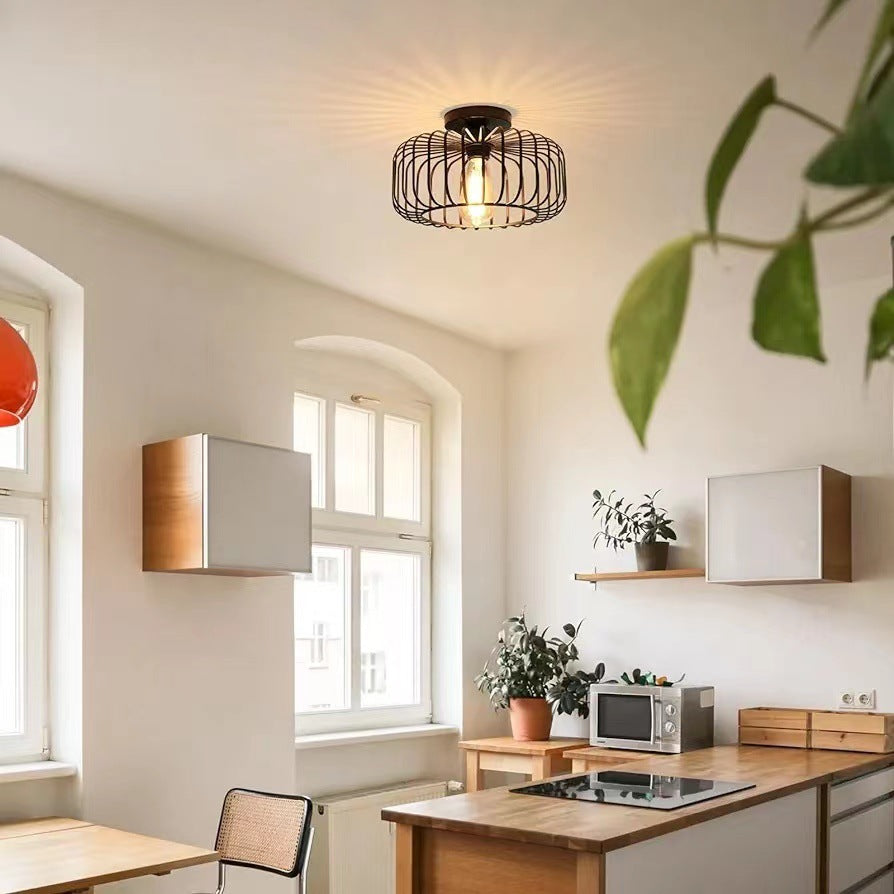 Brehn | Moderne Industrielle Vogelkäfig Deckenlampe Schwarz