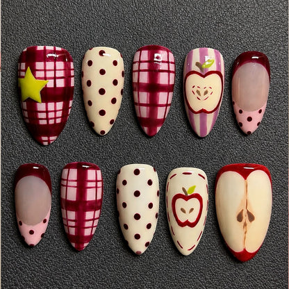 Stilvolles Kunstnagelset mit fröhlichen Obstmotiven Brehn