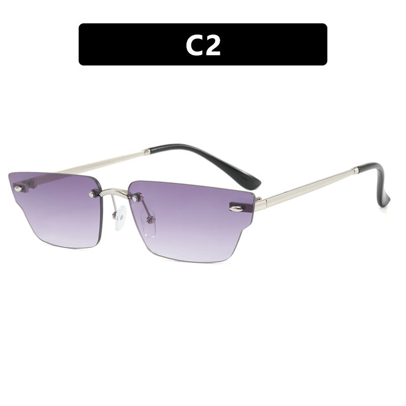 Damen geometrische Sonnenbrille mit filigranem Rahmen und transparenten Gläsern Brehn