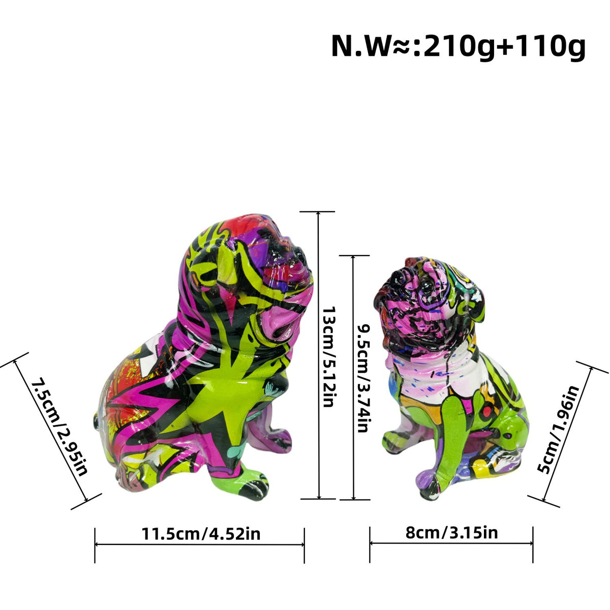 Kreative Bulldoggenfigur aus handbemaltem Kunstharz Brehn