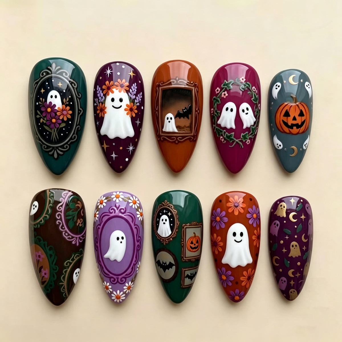 Halloween-Themen Dekorative Press-On Nagelset Brehn