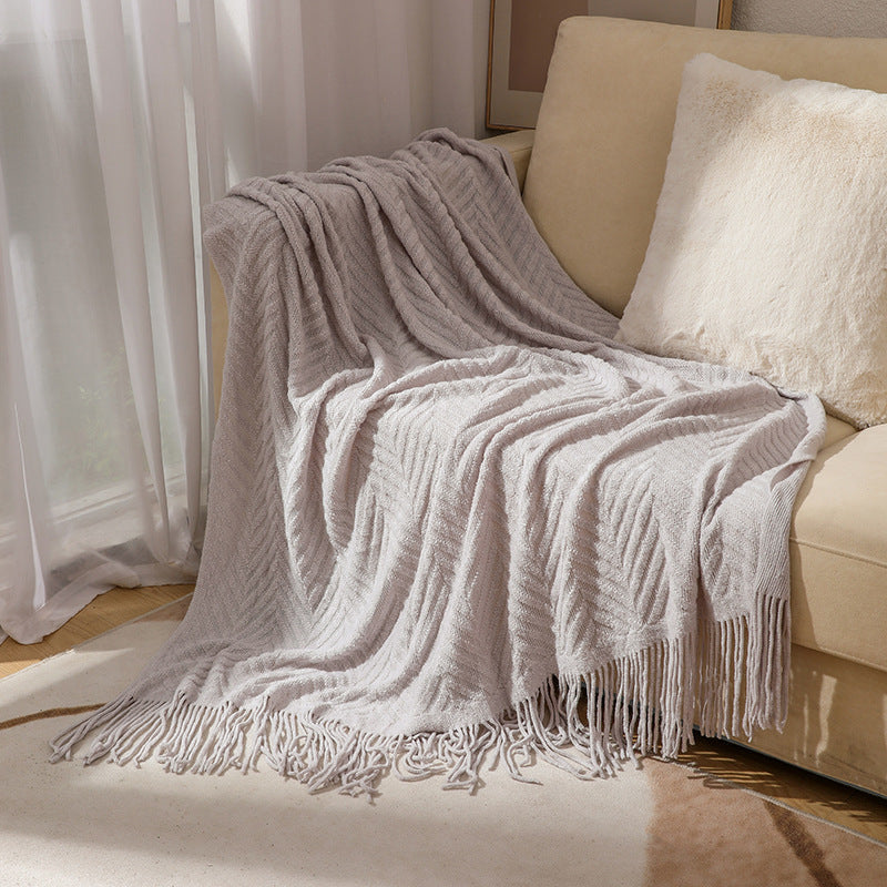 Gemütliche Strickfransen-Decke Brehn