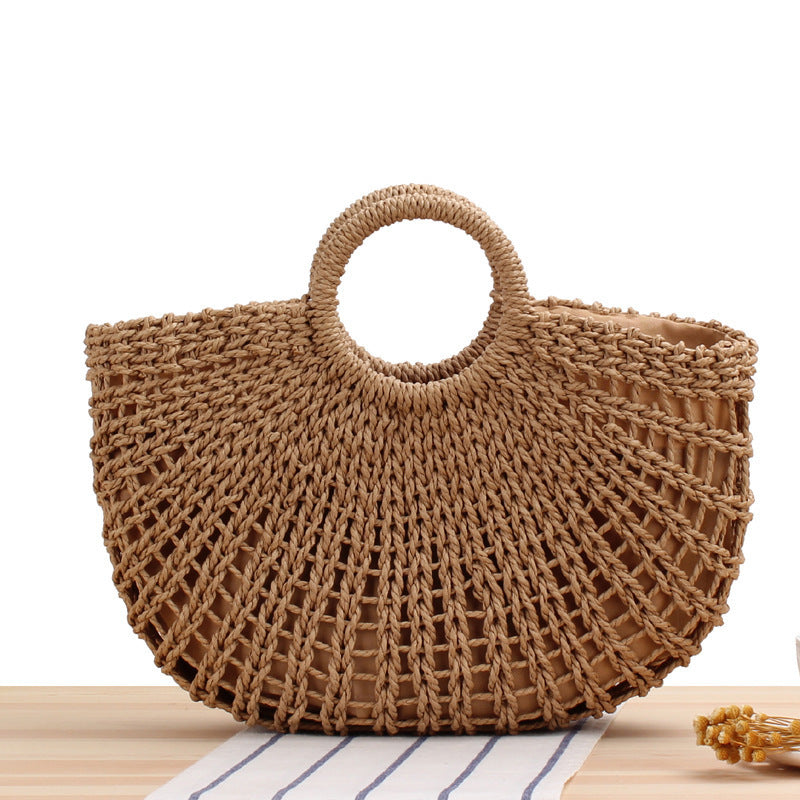 Handtasche Aus Handgearbeitetem Geflecht mit Elegantem Rundgriff Brehn