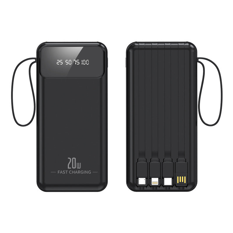 Tragbare Powerbank mit integriertem Kabelsystem und digitaler Ladeanzeige Brehn