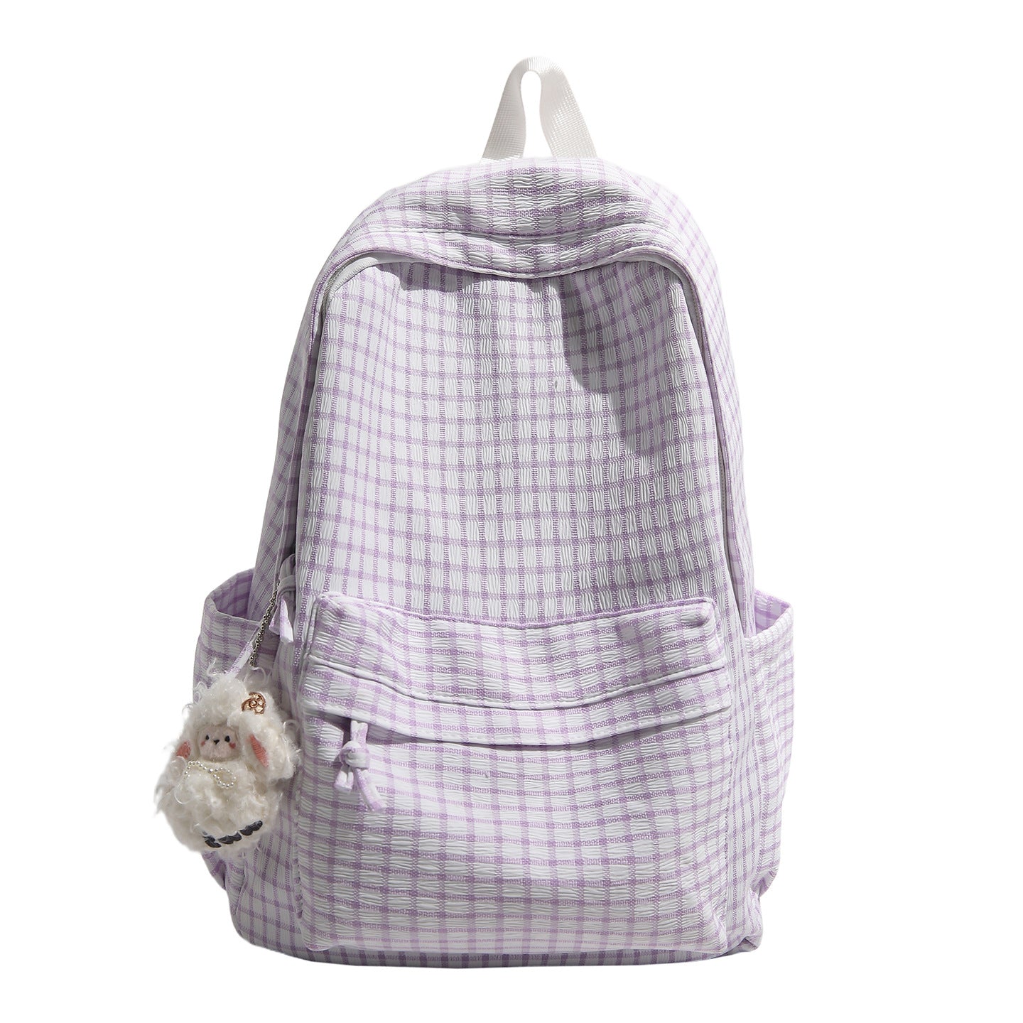 Kariertes Muster Multi-Taschen Rucksack Brehn