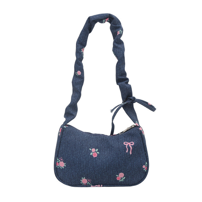 Bestickte Jeans Schultertasche Brehn