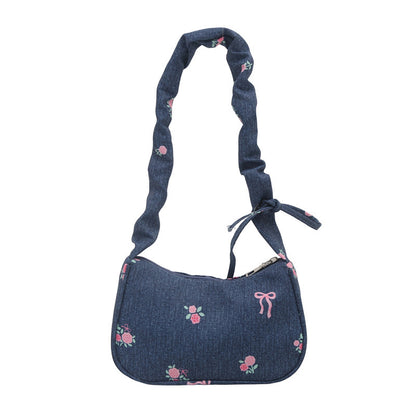 Bestickte Jeans Schultertasche Brehn