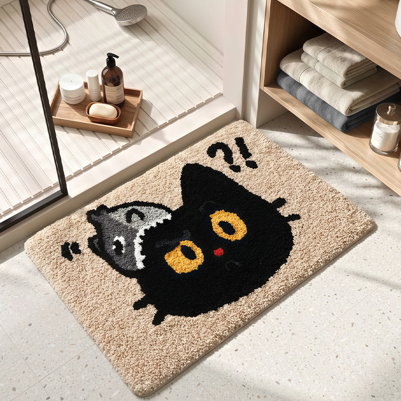 Süße katzenmotivierte plüschbadmatte