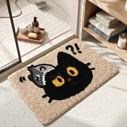 Süße katzenmotivierte plüschbadmatte