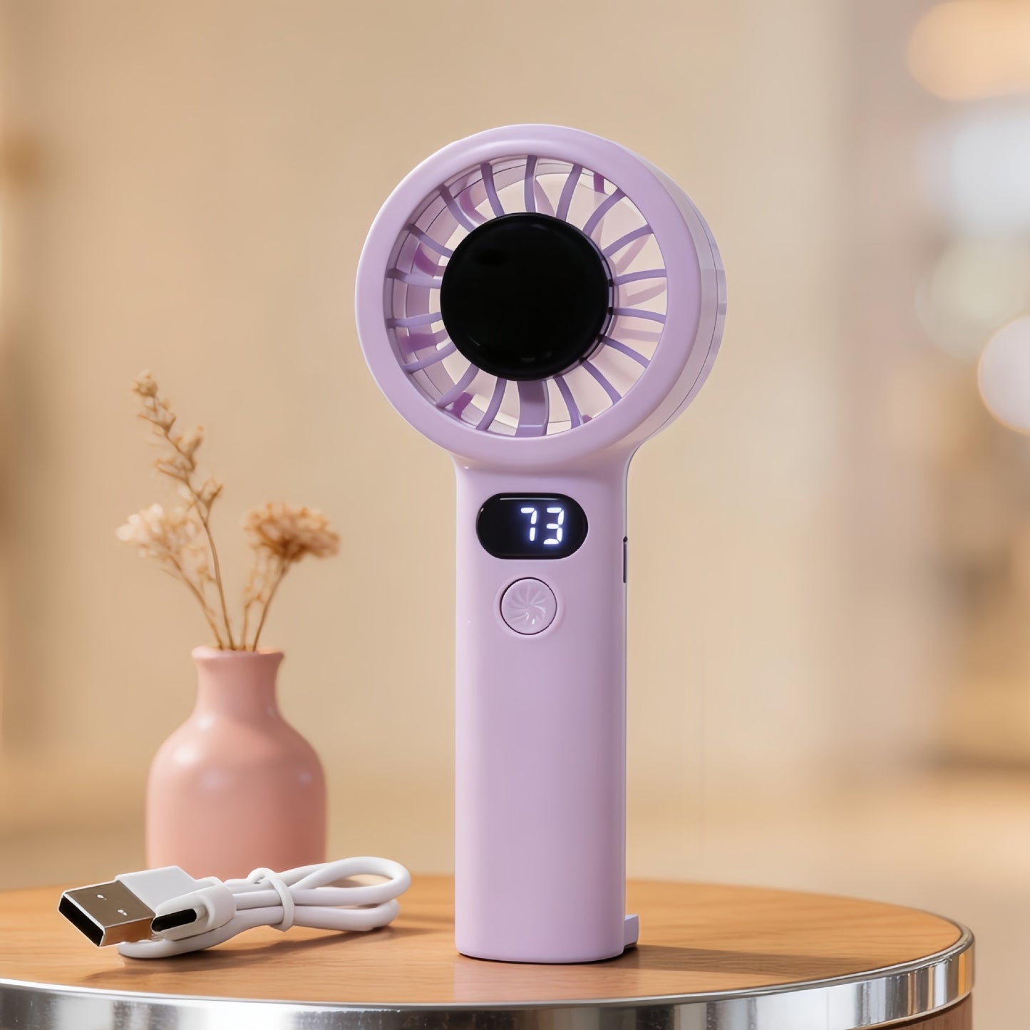 Damen Tragbarer Handventilator mit LCD-Display und variabler Geschwindigkeitsregelung Brehn