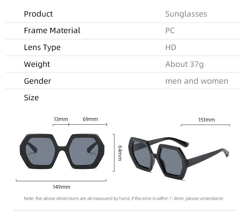 Damen hexagonale Sonnenbrille mit komfortablem Rahmen Brehn