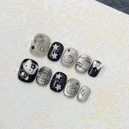 Spaß und verspieltes Press-On Nail Set mit Cartoon-Accents Brehn