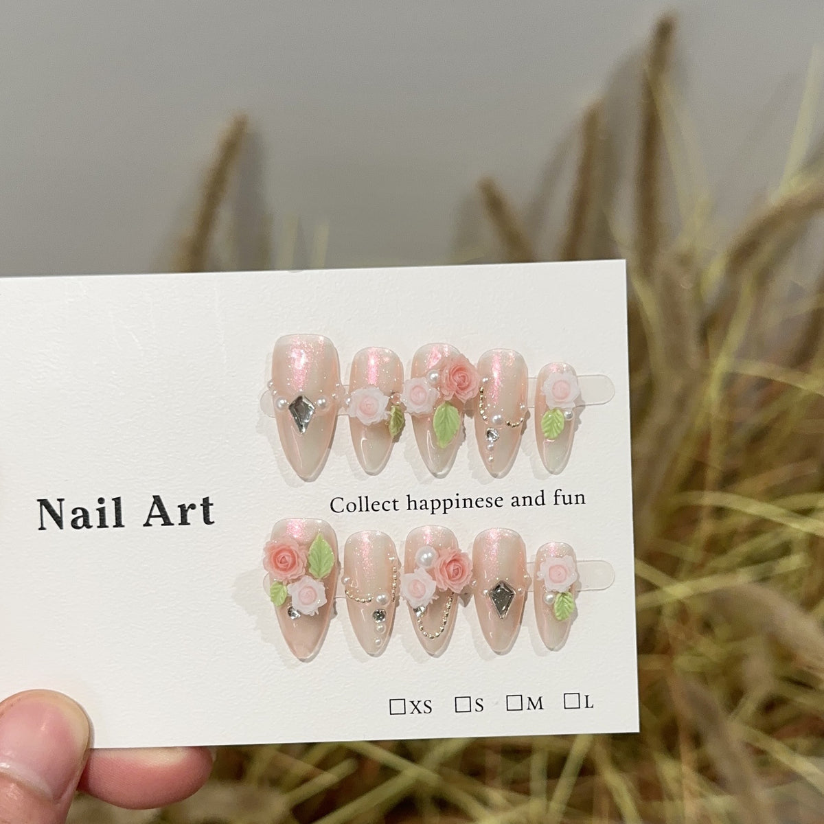 Blumen dekoratives Press-On Nagelkunstset