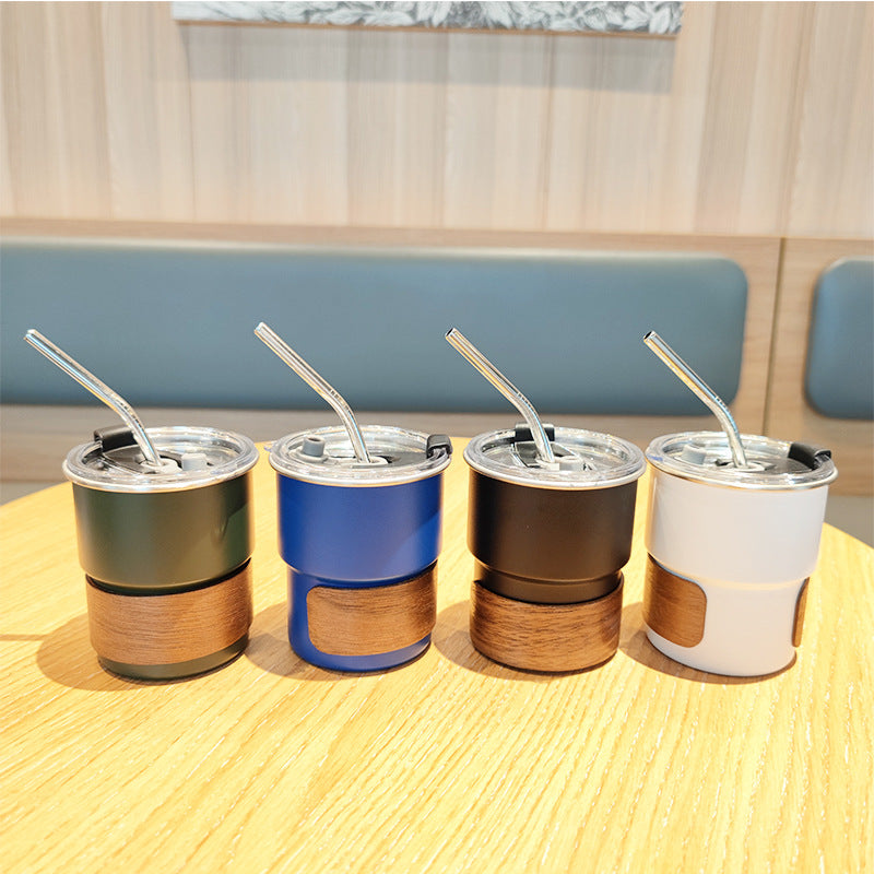 Damen stilvolle Edelstahl-Trinkbecher mit Holz-Applikation Brehn