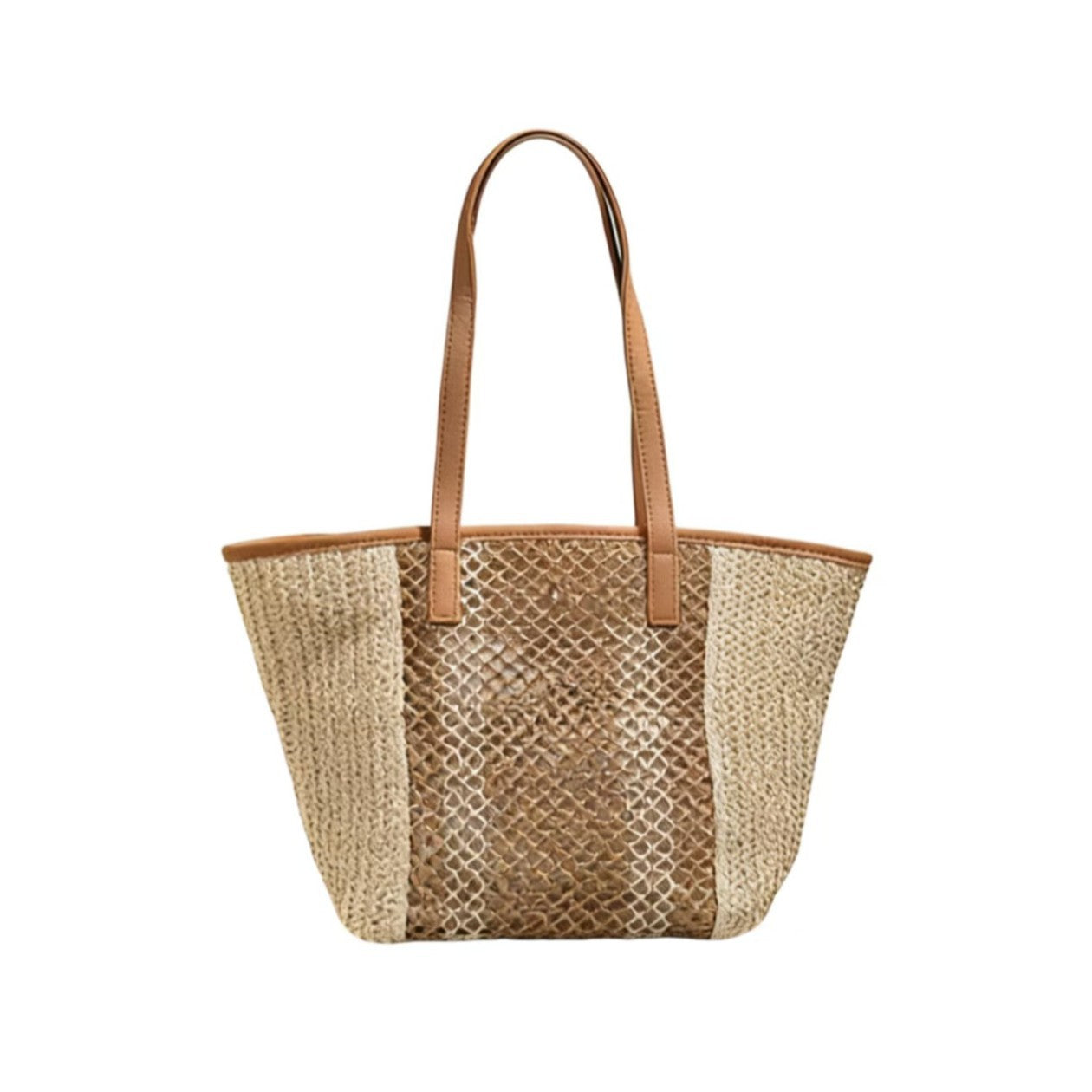 Elegante Bast-Handtasche mit Lederakzenten Brehn