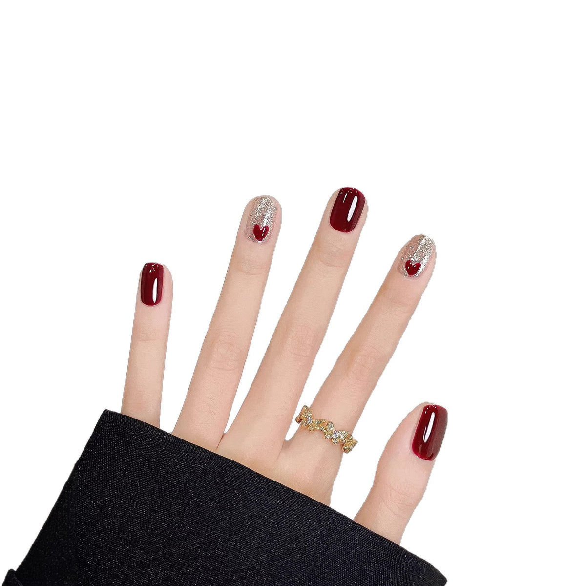 Künstlerisches Herz-Themen Press-On Nagelkunst Set