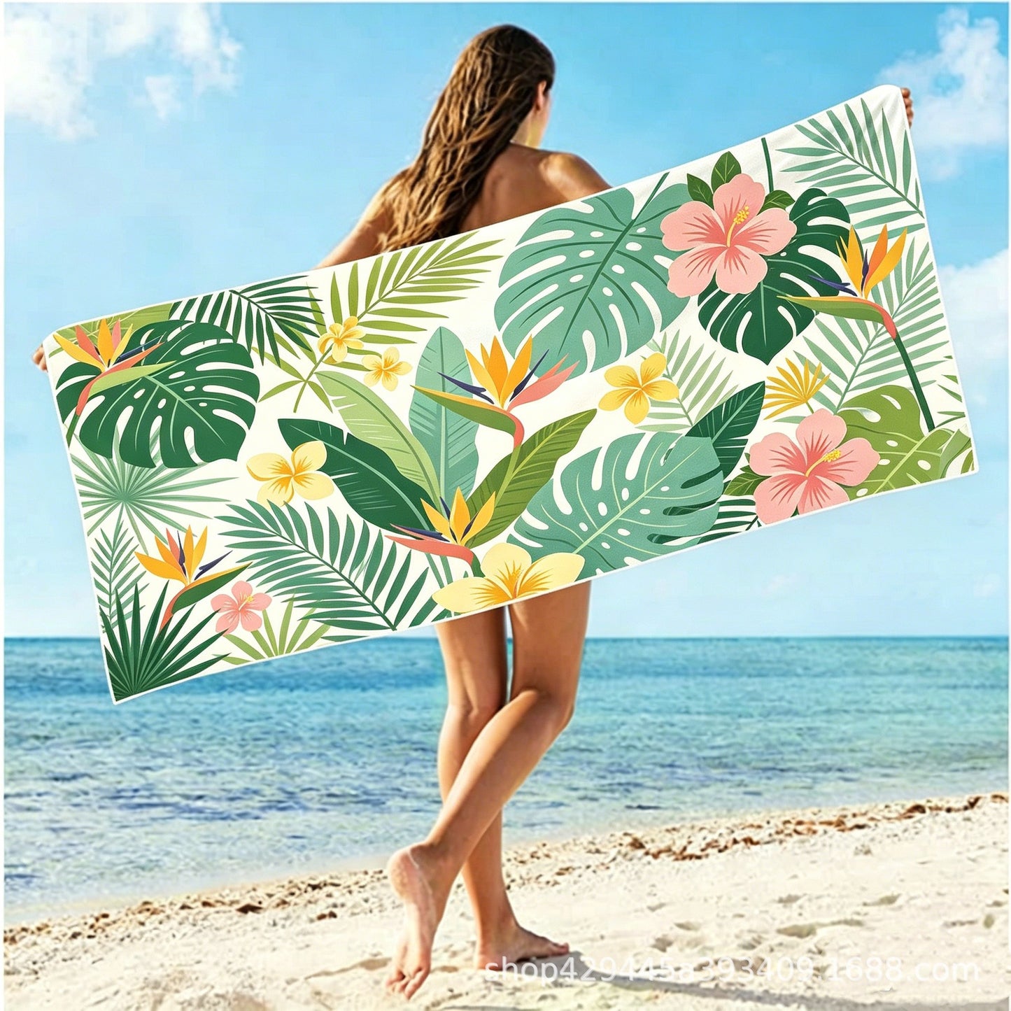 Damen luxuriöses Strandhandtuch mit exotischem Print Brehn