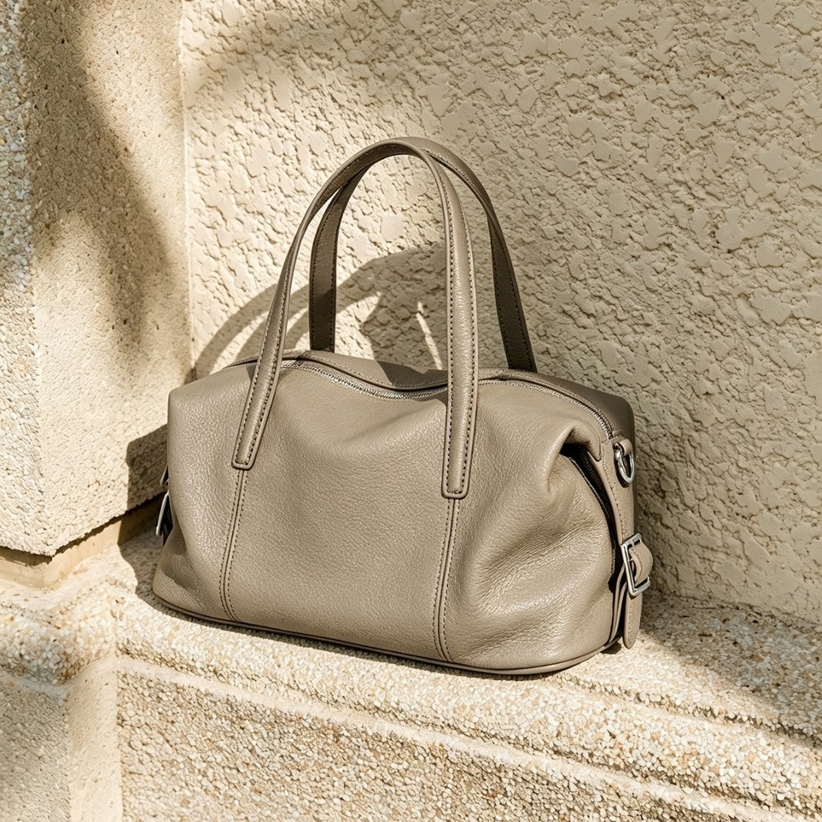 Strukturierte Fass-Top-Handle-Satchel mit abnehmbarem Crossbody-Gurt