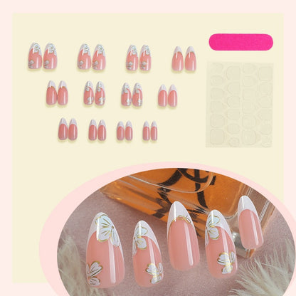 Kunstnagelset mit stylischen Blumen- und französischen Spitzen Designs Brehn