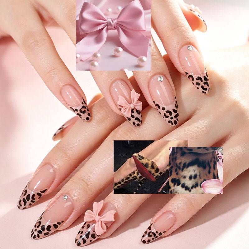 Dekorative Leopard-Print Press-On-Nageltipps Brehn