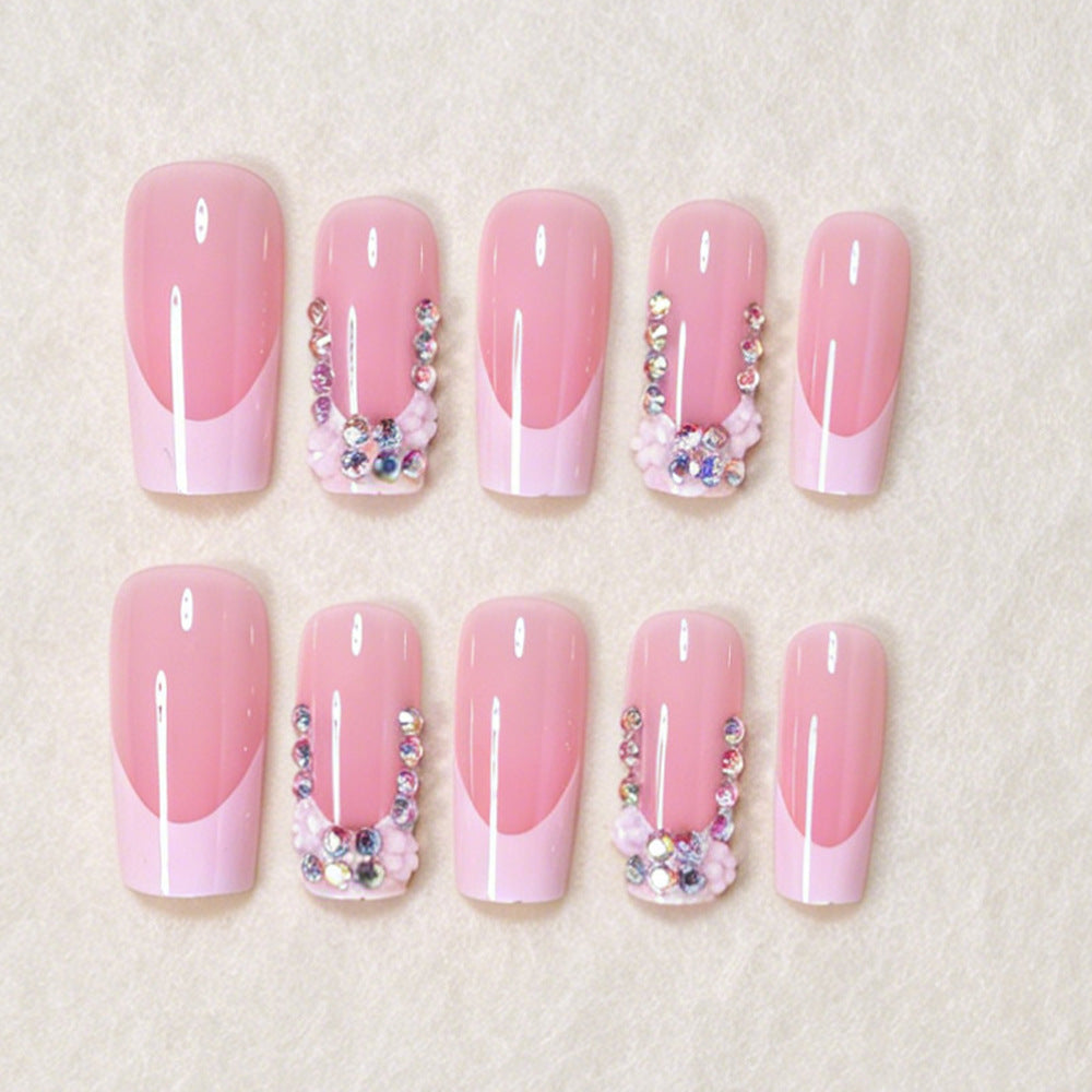 Elegantes florales Akzent Press-On-Nagelkunst-Set Brehn