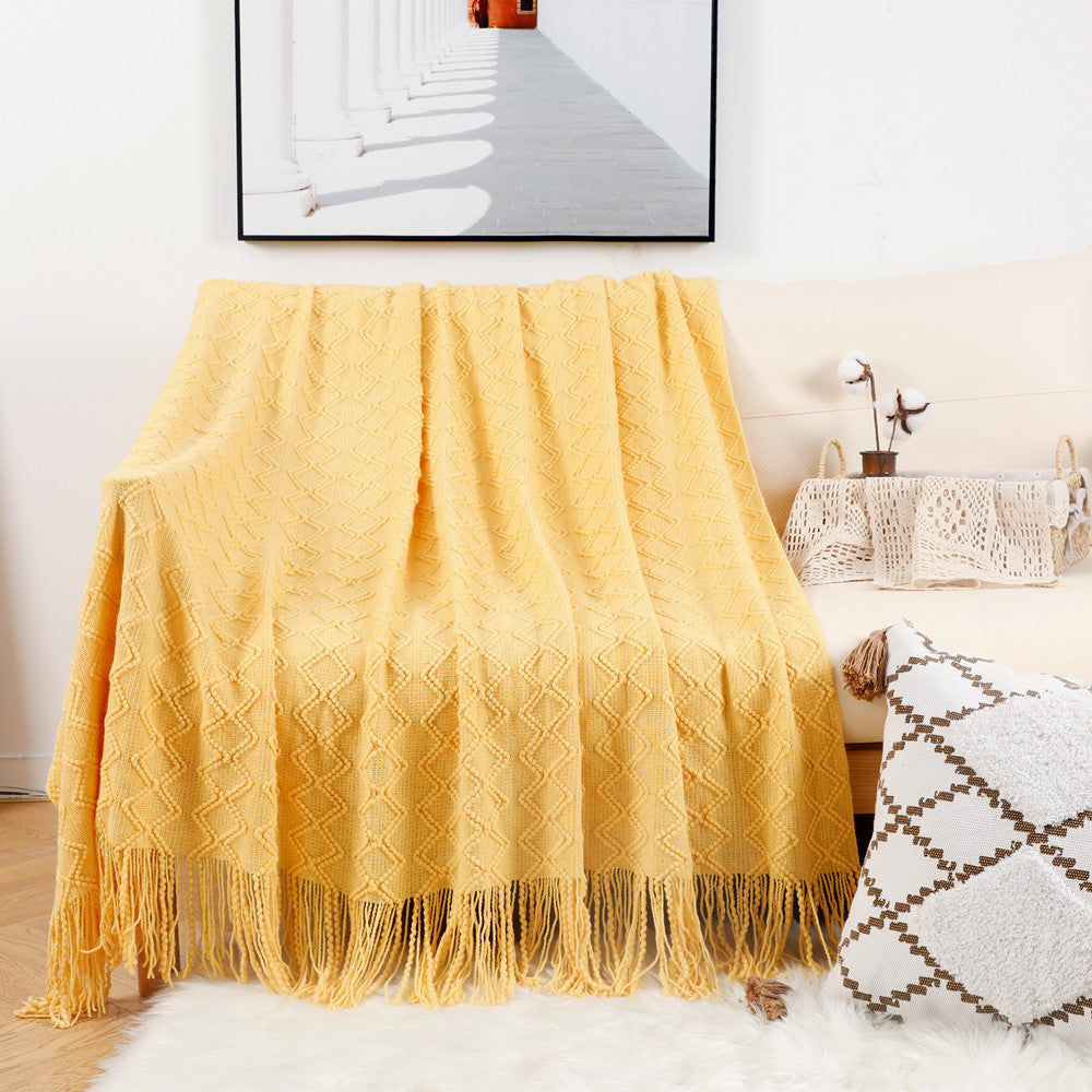 Damen elegante und gemütliche Strickdecke mit Fransen Brehn