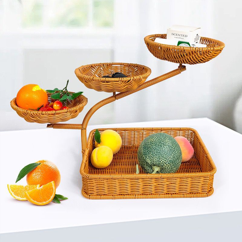 Unisex Obst- und Gemüseablage aus Rattan mit mehreren Etagen Brehn