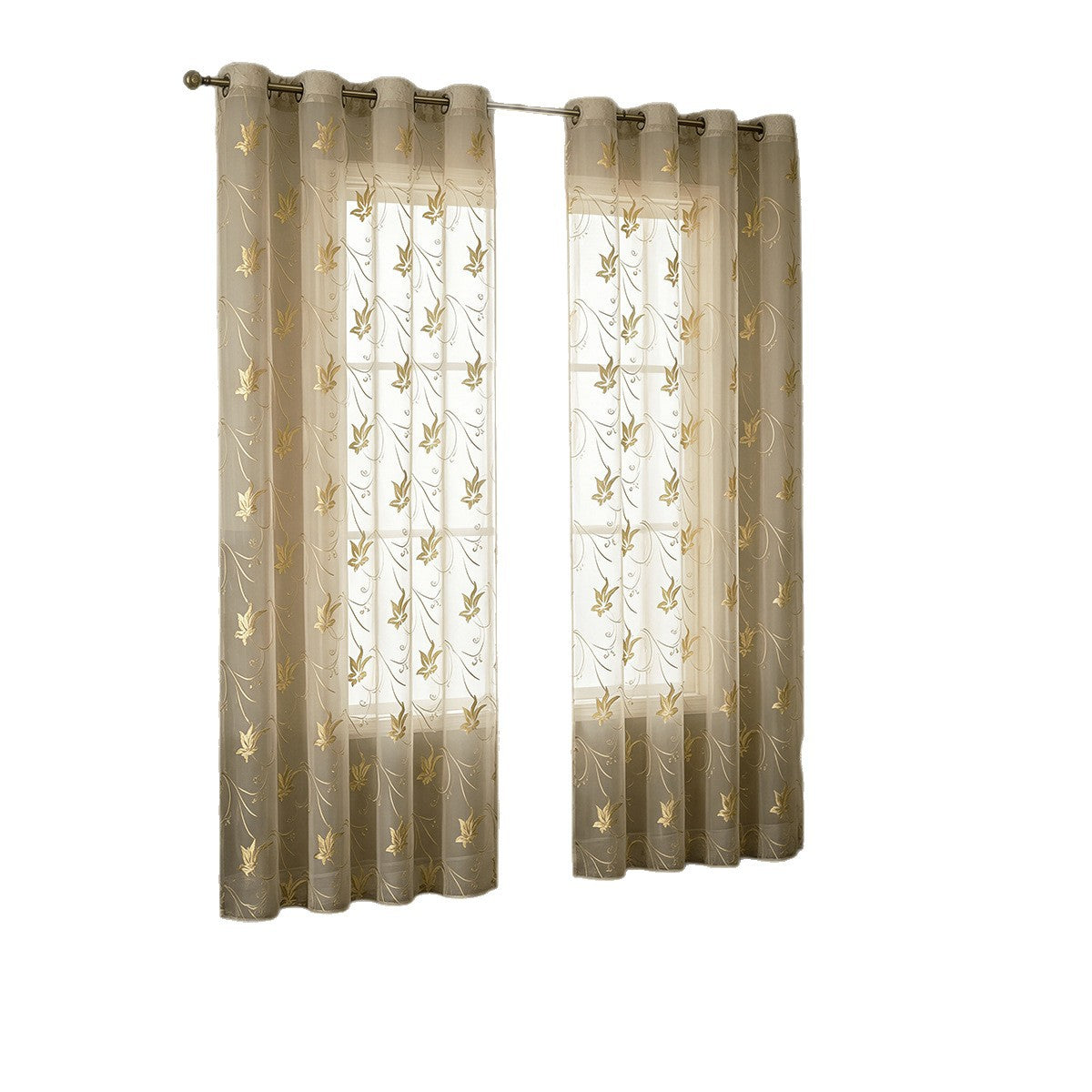 Künstlerisch Floral Gestickter Transparenter Vorhang