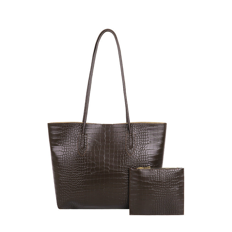 Krokodillembossierte Tote-Bag mit abnehmbarem Clutch Brehn