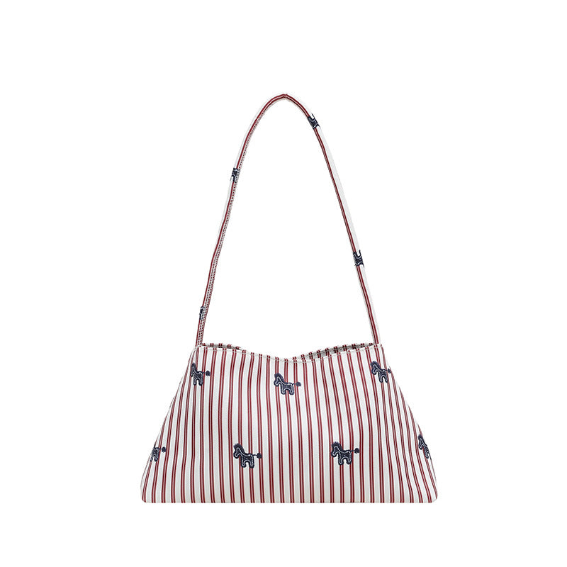 WoChic Bestickte Gestreifte Schultertasche Brehn