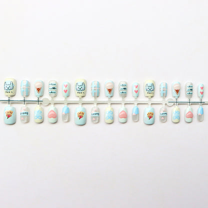 Verspieltes, vom Cartoon inspiriertes Press-On-Nagelset
