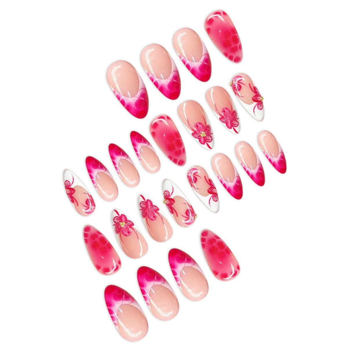 Künstlerische Blumen Stiletto Nagelkunst Brehn