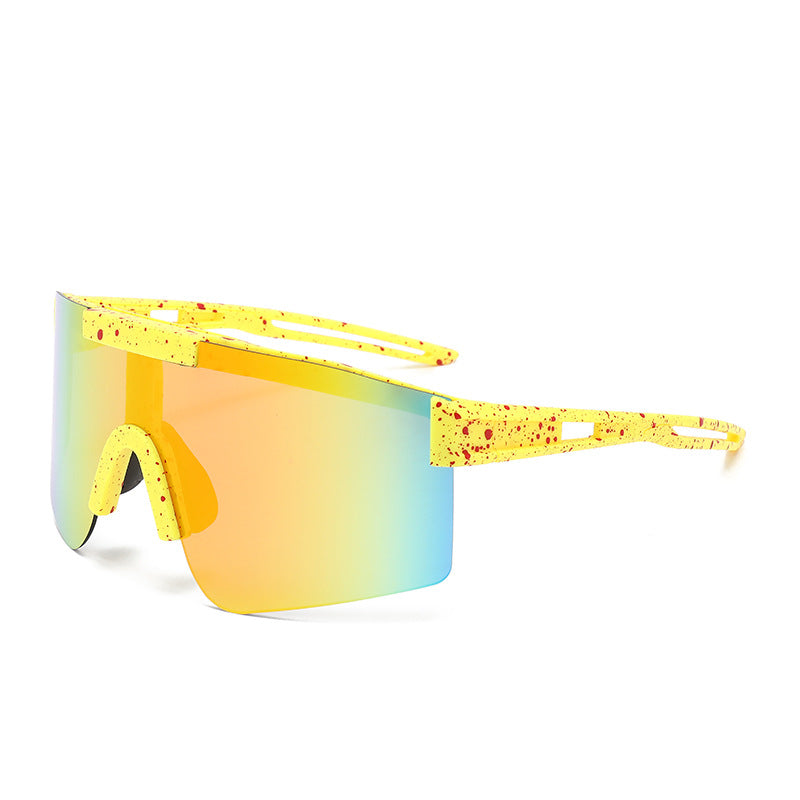 Unisex Sportive Oversized Shield Sonnenbrille Brehn