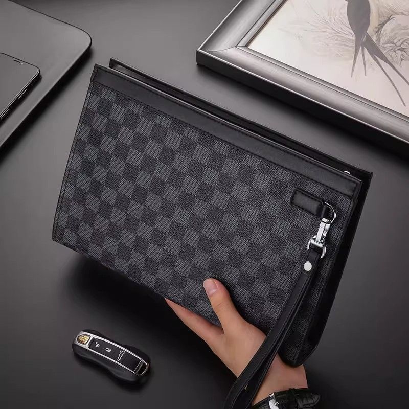 Leder Kariertes Dokumenten-Clutch Brehn