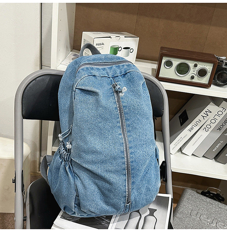 Denim-texturierten lässigen Schulrucksack