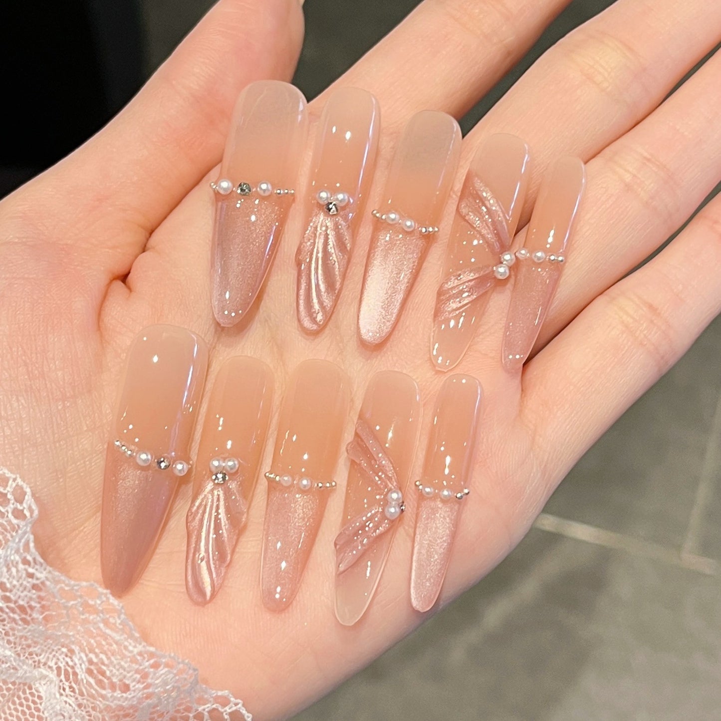 Elegante 3D dekorative Aufklebe-Nagelverlängerungen Brehn
