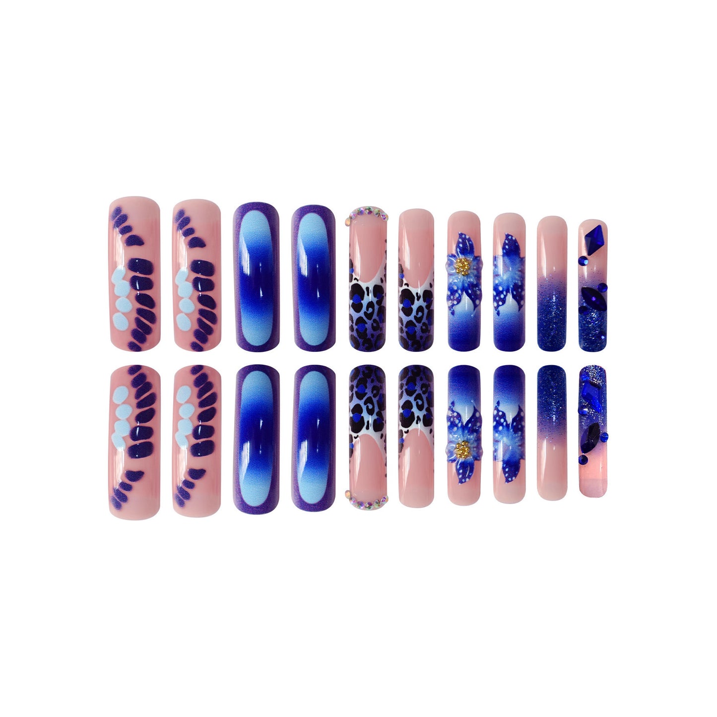 Künstlerische lange press-on Nail Art Brehn
