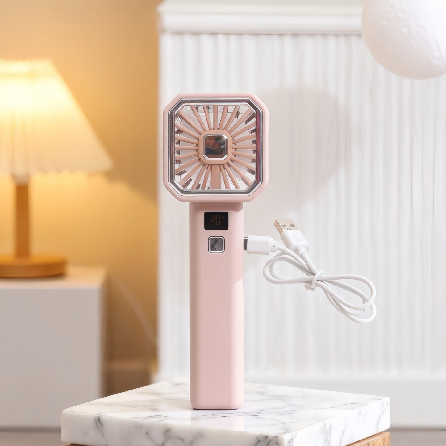 Damen Tragbarer Handventilator mit LCD-Anzeige und USB-Ladefunktion Brehn