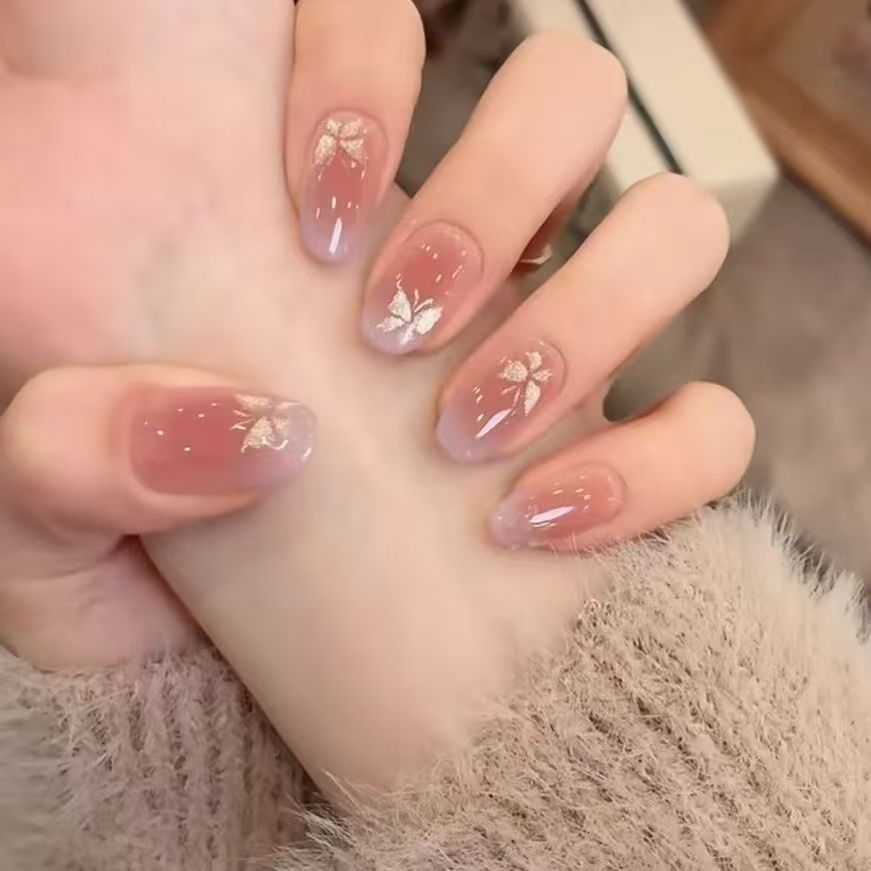 Floral Glitter Press-On Nail Art Brehn