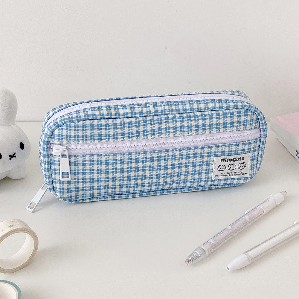 Stylische Gingham Karierten Stiftetui Brehn