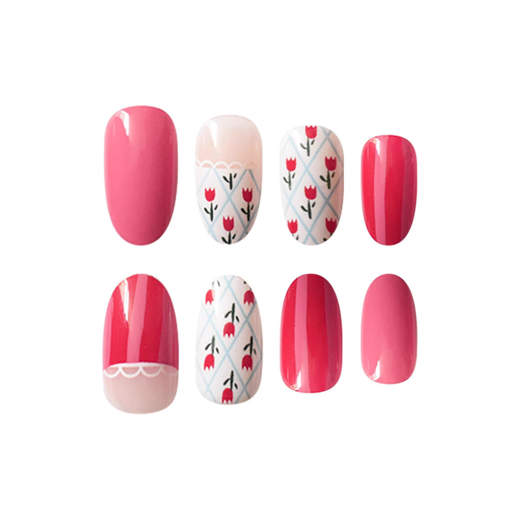 Künstlerisches Floral gemustertes Press-On Nail Art Set Brehn