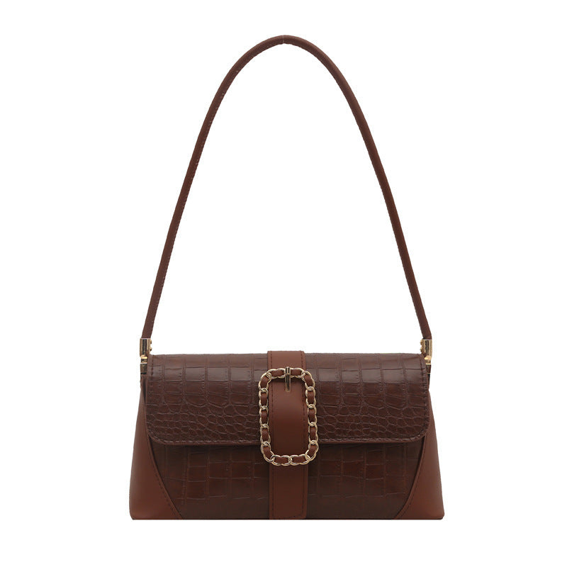 Krokodilmusterte Kettenriemen-Handtasche Brehn