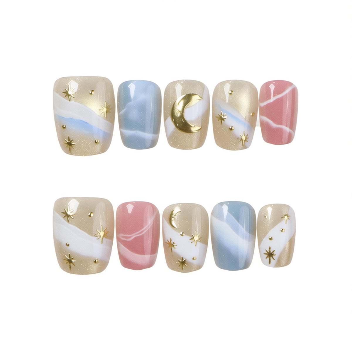 Himmlisches Thema Press-On Nagelset Brehn