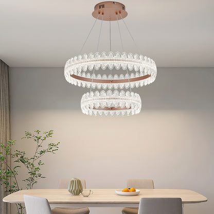 Moderne Doppel-Layer-Kristallpendelleuchte
