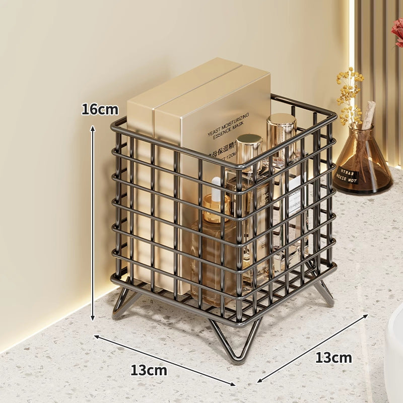 Quadratischer Metalldraht-Waschtisch-Organizer mit erhöhten Beinen