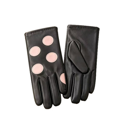 Stilvolle Leder-Touchscreen-Handschuhe mit gepunkteten Akzenten Brehn
