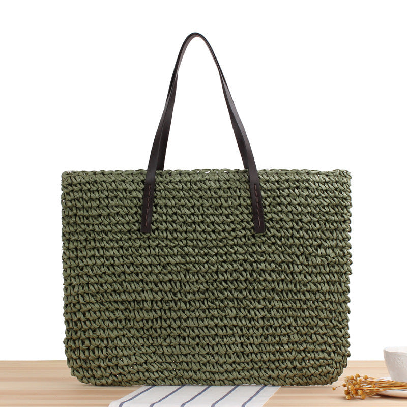 Handtasche Aus Handgewebtem Naturmaterial mit Robusten Griffen Brehn