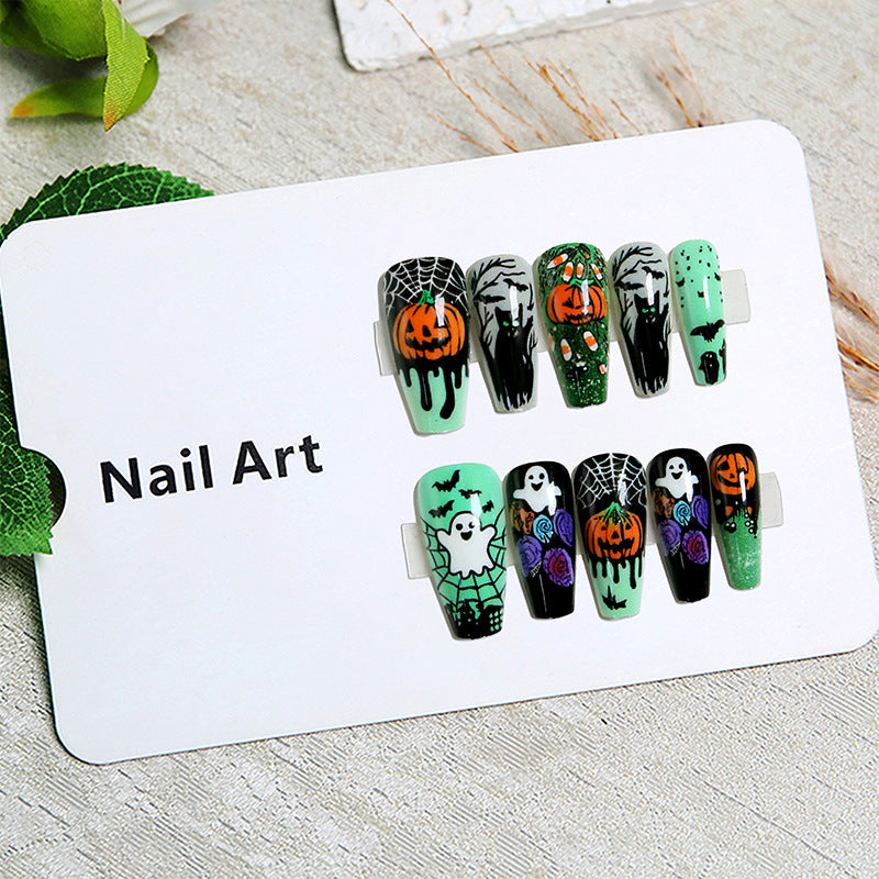 Halloween Kunstnagel-Set mit kreativen Motiven und 3D-Elementen Brehn